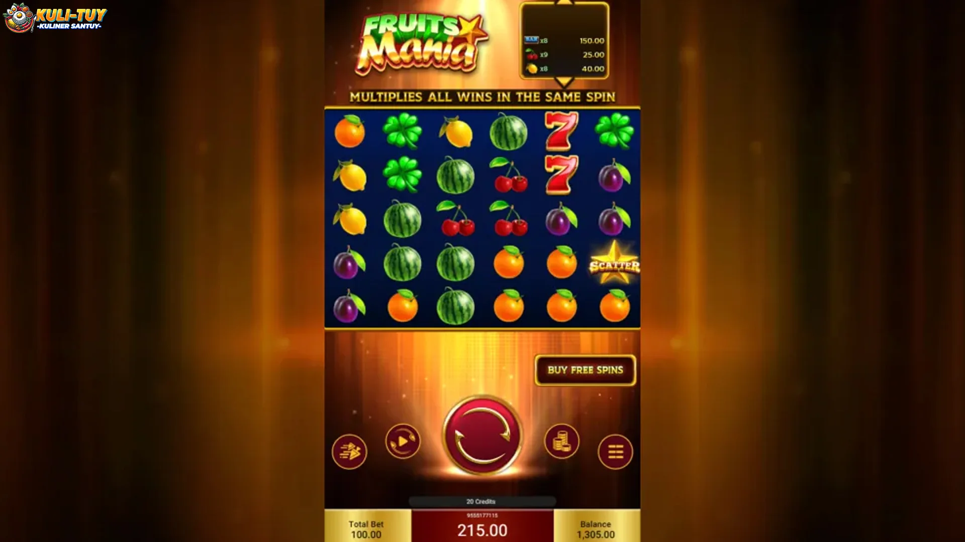 Efek Urutan Gulungan Ngegas Fruits Mania 4 Epik Maut